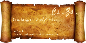 Csaknyai Zsófia névjegykártya